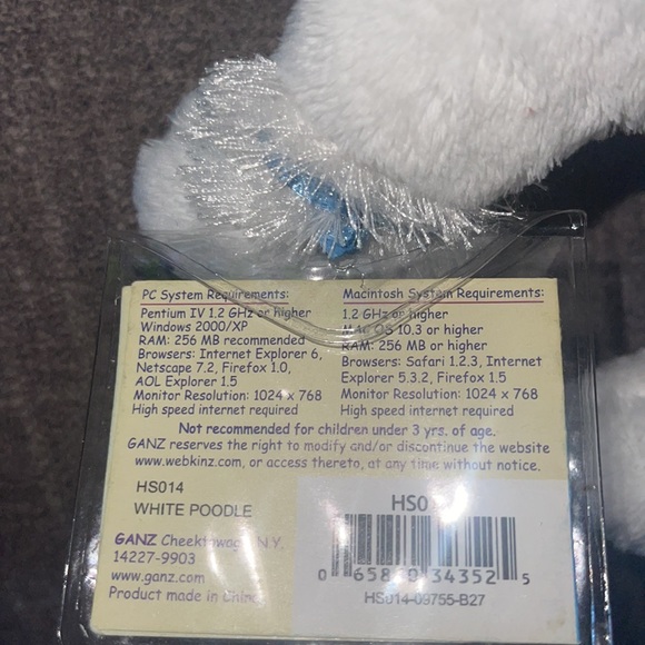 LIL’ Kinz WEBKINZ Ganz WHITE POODLE HS014 hang & but Tag No Code plush stuffed - Picture 5 of 9